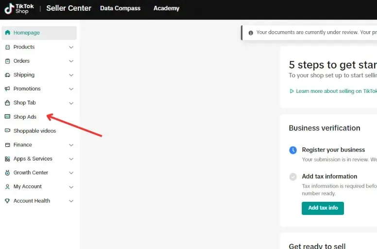 Access the Seller Center Tiktokshop